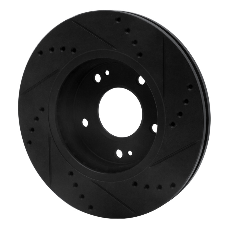 Hyundai Santa Fe Brake Rotor (1) - Front Left - R1 Concepts - Drilled & Slotted - Black - `01-`05